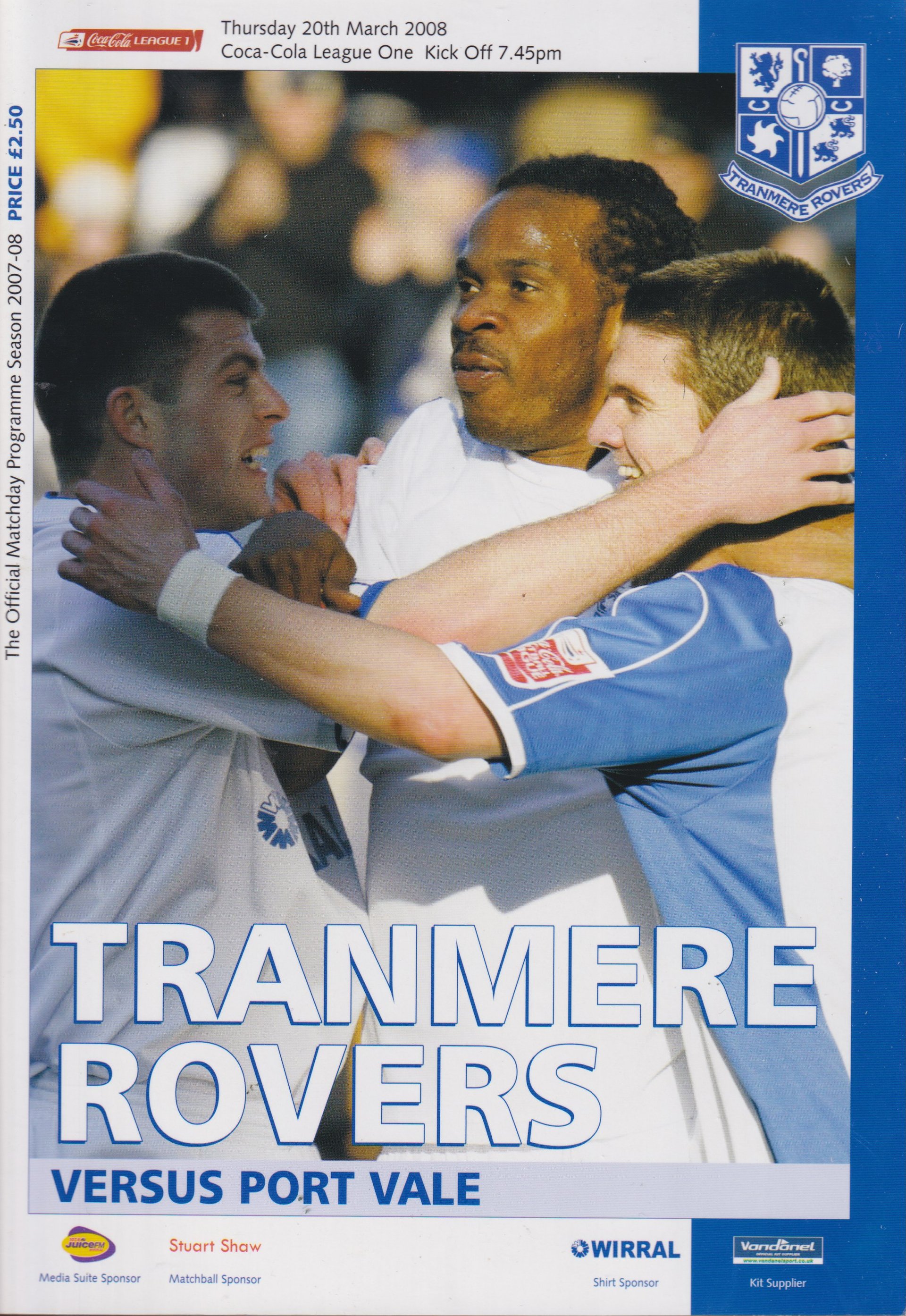 Tranmere Rovers v Port Vale match programme